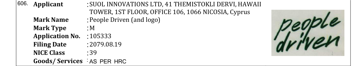 Original bulletin entry for People Driven (and logo)