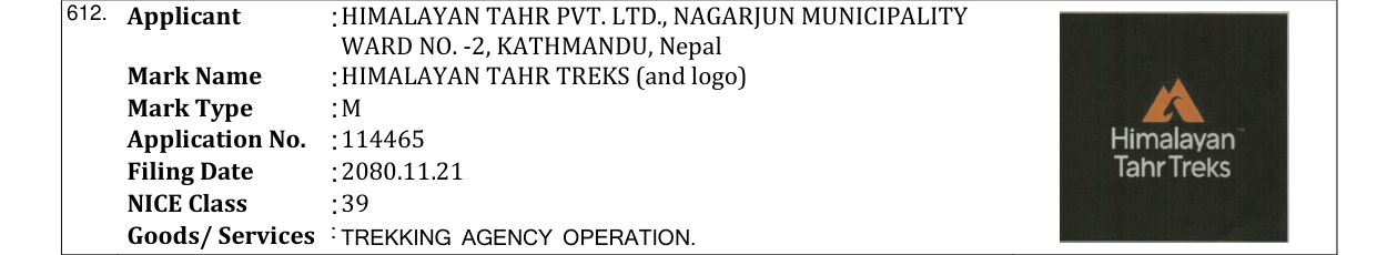 Original bulletin entry for HIMALAYAN TAHR TREKS (and logo)