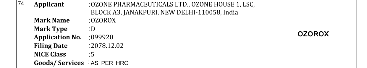 Original bulletin entry for OZOROX