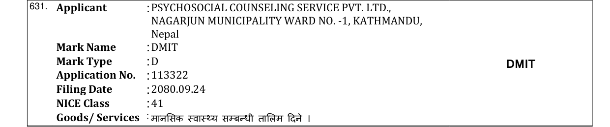 Original bulletin entry for DMIT