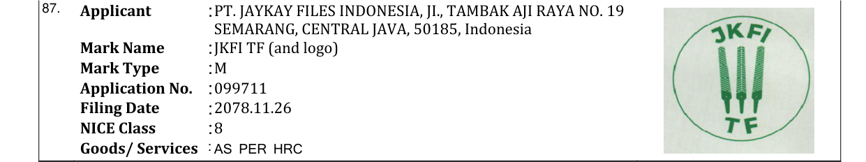 Original bulletin entry for JKFI TF (and logo)