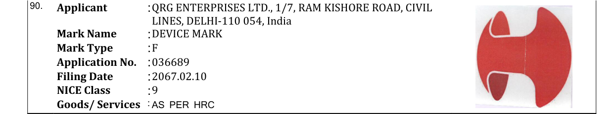 Original bulletin entry for DEVICE MARK