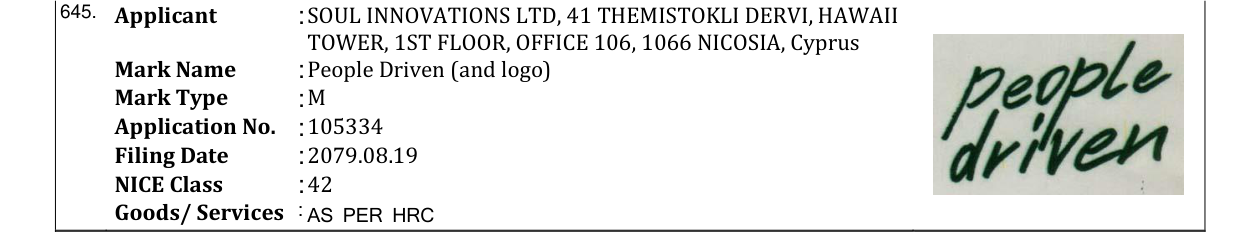Original bulletin entry for People Driven (and logo)