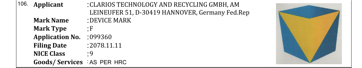 Original bulletin entry for DEVICE MARK