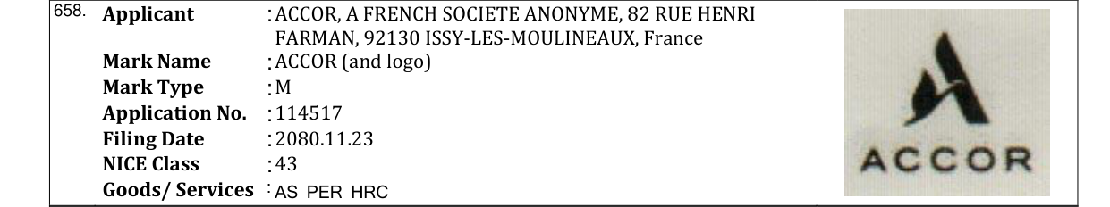 Original bulletin entry for ACCOR (and logo)