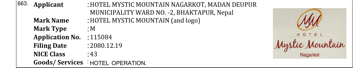 Original bulletin entry for HOTEL MYSTIC MOUNTAIN (and logo)