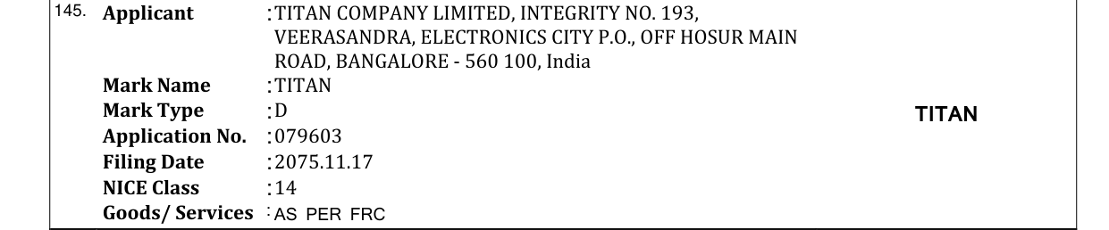 Original bulletin entry for TITAN
