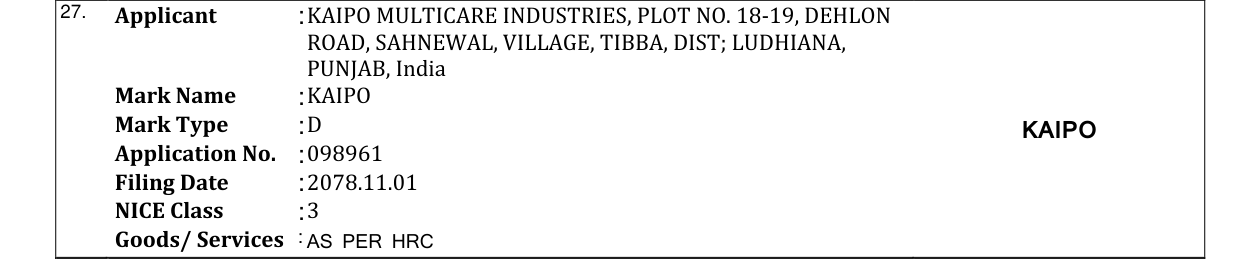 Original bulletin entry for KAIPO