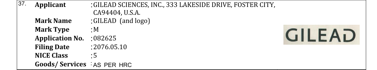 Original bulletin entry for GILEAD (and logo)