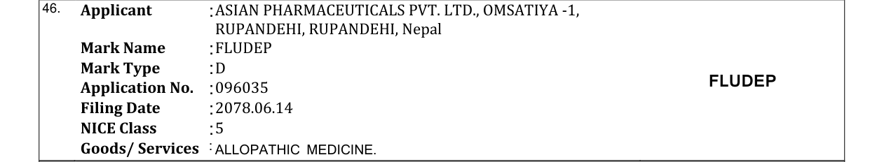 Original bulletin entry for FLUDEP