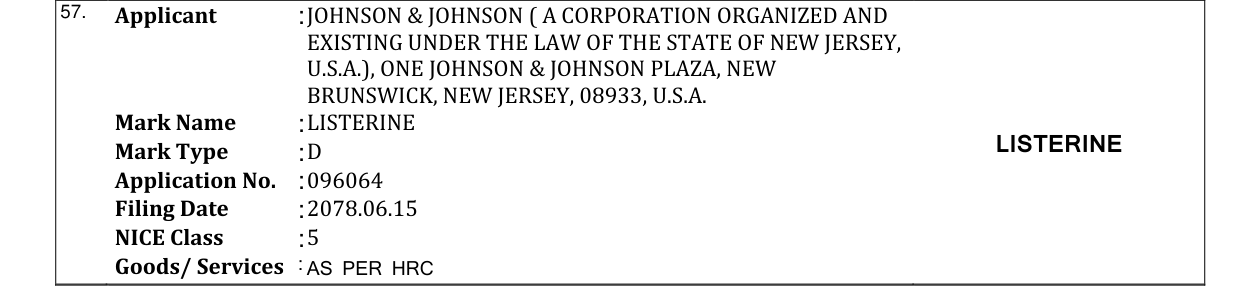 Original bulletin entry for LISTERINE