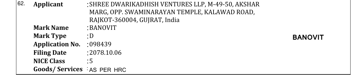 Original bulletin entry for BANOVIT