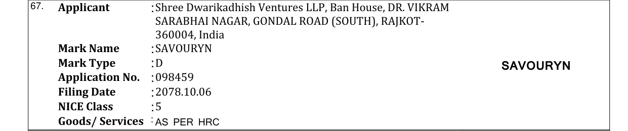 Original bulletin entry for SAVOURYN