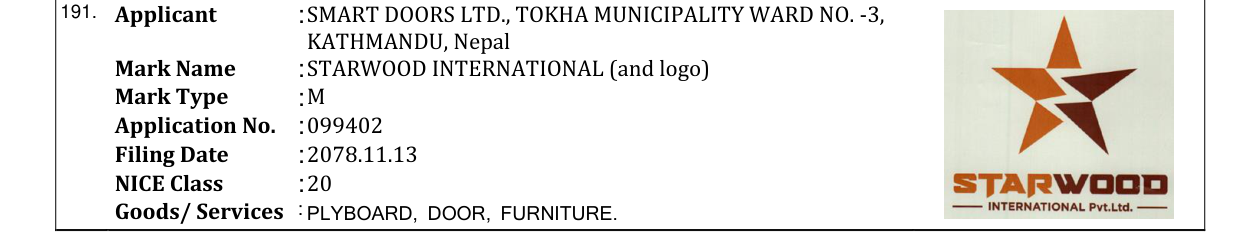 Original bulletin entry for STARWOOD INTERNATIONAL (and logo)
