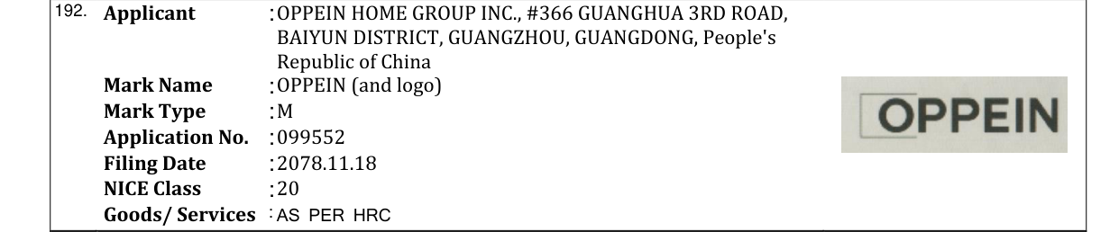 Original bulletin entry for OPPEIN (and logo)