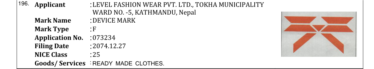 Original bulletin entry for DEVICE MARK
