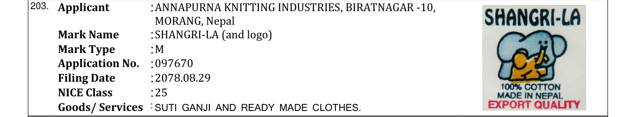 Original bulletin entry for SHANGRI-LA (and logo)