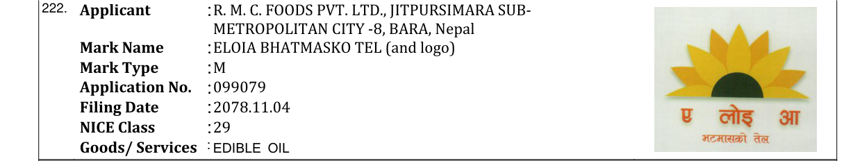 Original bulletin entry for ELOIA BHATMASKO TEL (and logo)