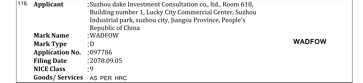 Original bulletin entry for WADFOW