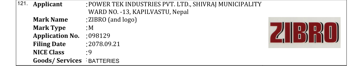 Original bulletin entry for ZIBRO (and logo)