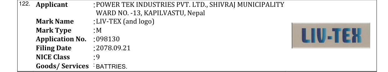 Original bulletin entry for LIV-TEX (and logo)
