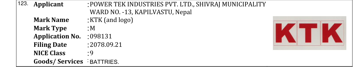 Original bulletin entry for KTK (and logo)