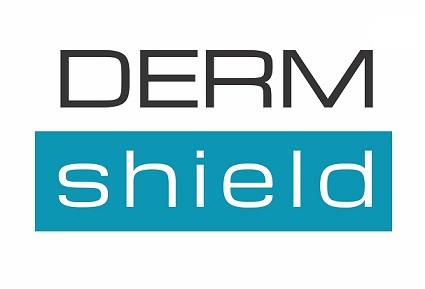 DERM SHIELD (and logo) trademark logo