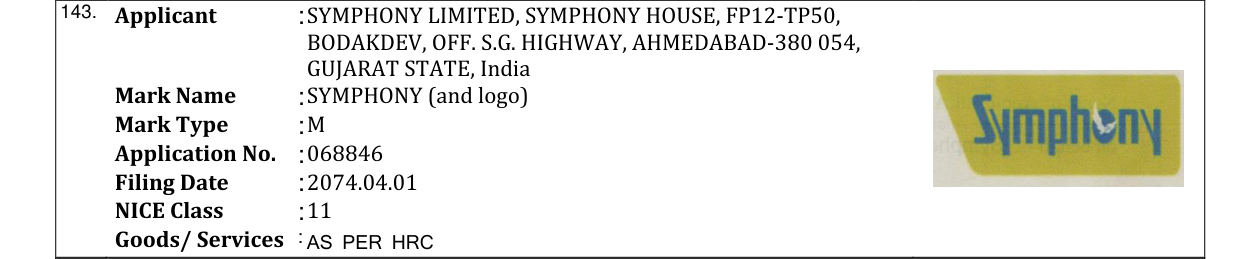Original bulletin entry for SYMPHONY (and logo)