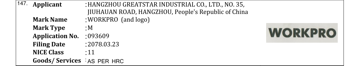 Original bulletin entry for WORKPRO (and logo)