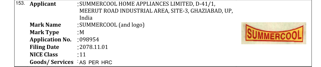 Original bulletin entry for SUMMERCOOL (and logo)