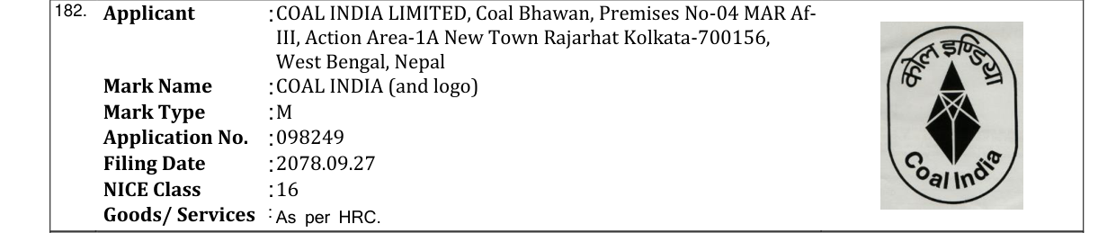 Original bulletin entry for COAL INDIA (and logo)