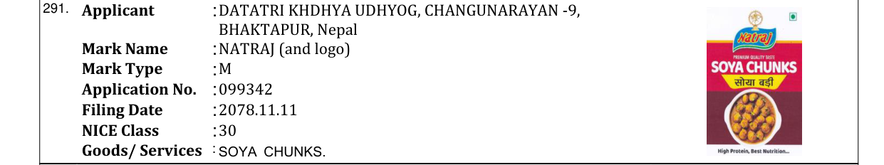 Original bulletin entry for NATRAJ (and logo)