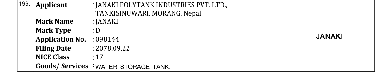 Original bulletin entry for JANAKI