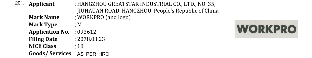 Original bulletin entry for WORKPRO (and logo)