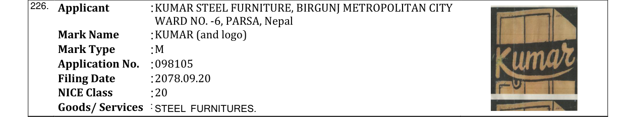 Original bulletin entry for KUMAR (and logo)