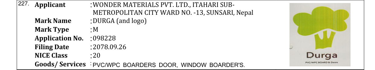 Original bulletin entry for DURGA (and logo)