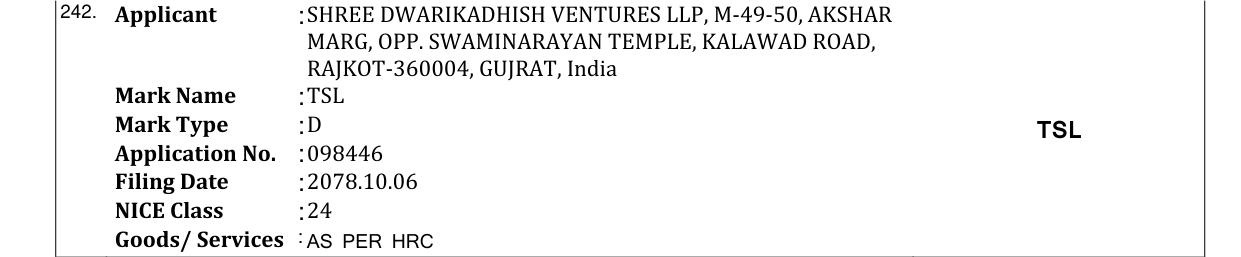 Original bulletin entry for TSL