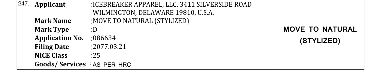 Original bulletin entry for MOVE TO NATURAL (STYLIZED)