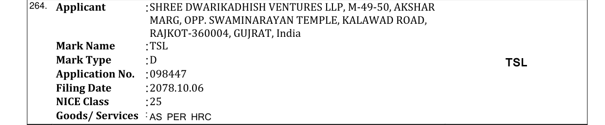 Original bulletin entry for TSL