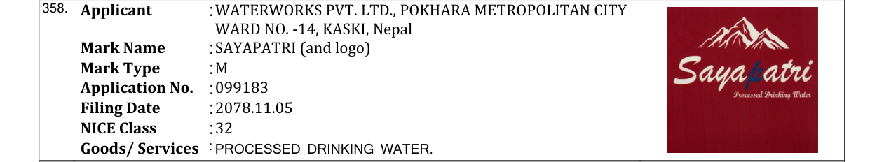 Original bulletin entry for SAYAPATRI (and logo)