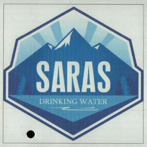 SARAS DRINKING WATER (and logo) trademark logo
