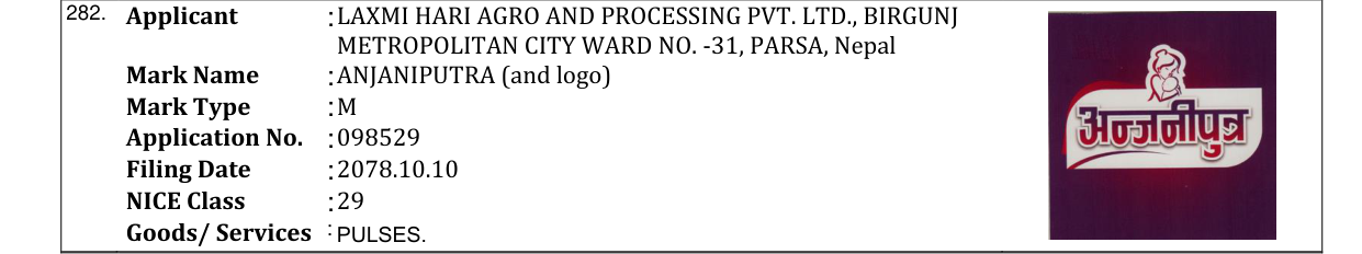 Original bulletin entry for ANJANIPUTRA (and logo)