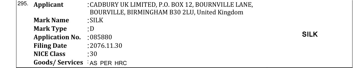 Original bulletin entry for SILK