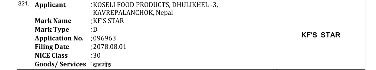 Original bulletin entry for KF'S STAR