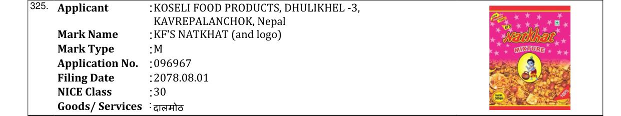 Original bulletin entry for KF'S NATKHAT (and logo)