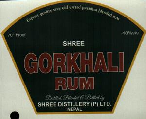 SHREE GORKHALI RUM (and logo) trademark logo