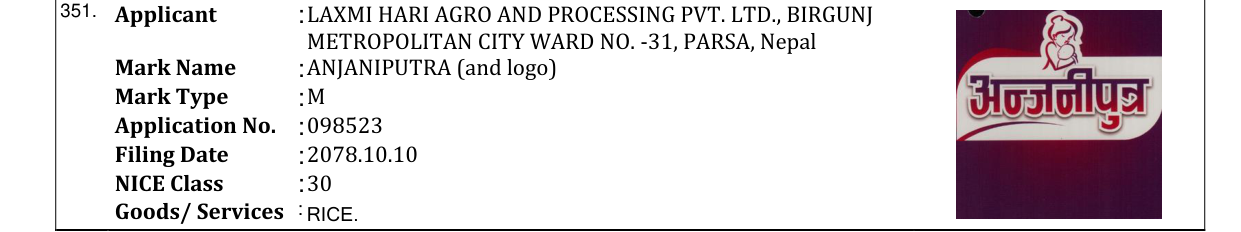 Original bulletin entry for ANJANIPUTRA (and logo)