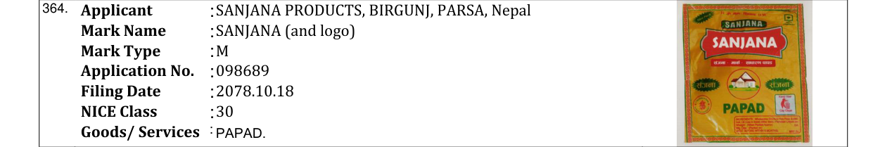 Original bulletin entry for SANJANA (and logo)