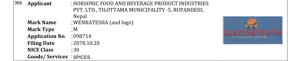 Original bulletin entry for WENKATESHA (and logo)