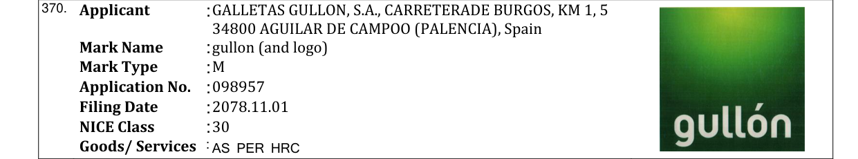 Original bulletin entry for gullon (and logo)